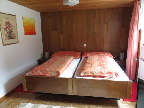 阿彭策尔费瑞恩沃农汉斯法斯拿勒寓的木镶板客房内的两张床