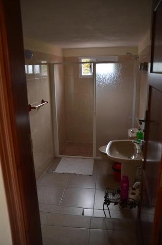 巴列埃尔莫索Casa Camilo的带淋浴和盥洗盆的浴室