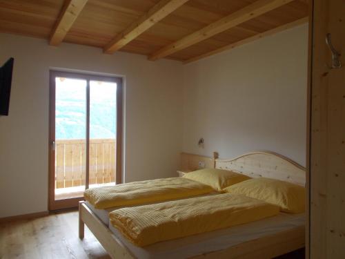 布列瑟农Pichlerhof的卧室设有两张床和大窗户
