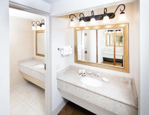 博伊西博伊西城里人红狮酒店的浴室设有2个水槽和镜子