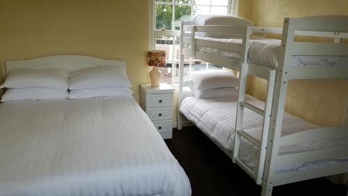 麦克鲁姆The Stable Lodge Cannaway House的一间卧室设有两张双层床和一扇窗户。