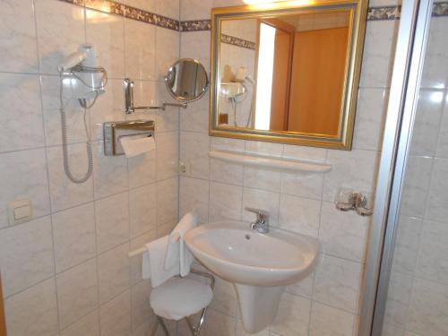 圣布拉辛佳尔尼艾希酒店的白色的浴室设有水槽和镜子