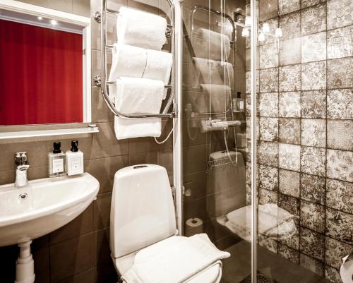 斯德哥尔摩丽拉拉德曼尼的浴室配有卫生间、盥洗盆和淋浴。