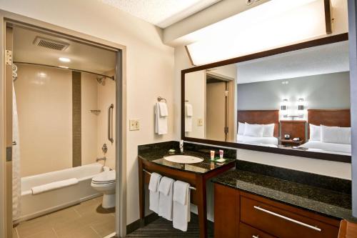 里士满里士满机场凯悦酒店的一间带水槽、卫生间和镜子的浴室