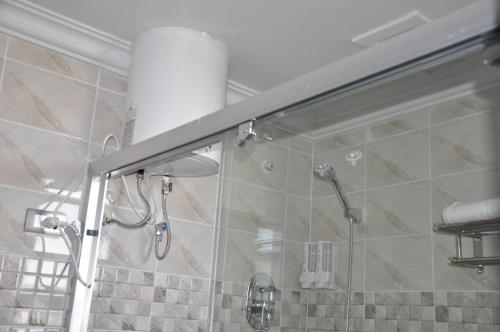亚的斯亚贝巴北阿迪斯酒店的带淋浴的浴室,带玻璃门
