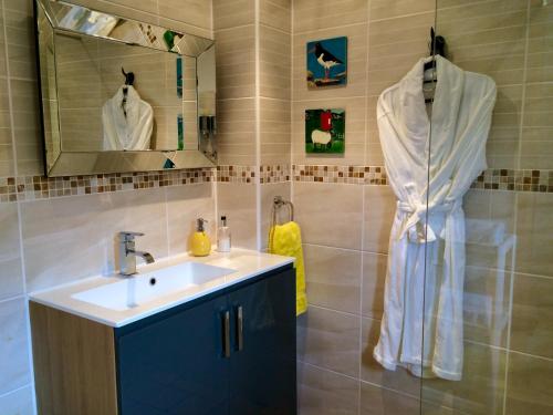 BunaveneadarLochedge Lodge的一间带水槽和镜子的浴室
