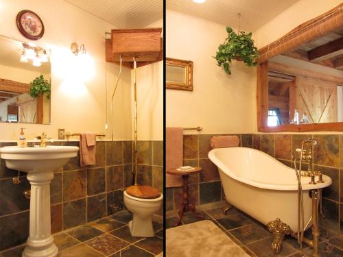 哈威卡哈拉旅舍 - 假日出租房屋的浴室两张图片,配有浴缸和水槽