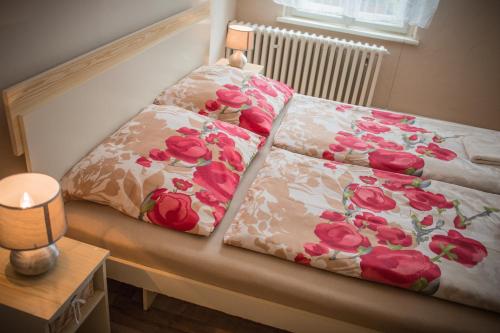 赫拉布斯Domcek Miriam的床上有2个枕头