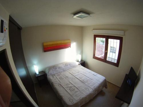 科尔多瓦Hotel Urbana的一间小卧室,配有床和2个窗户