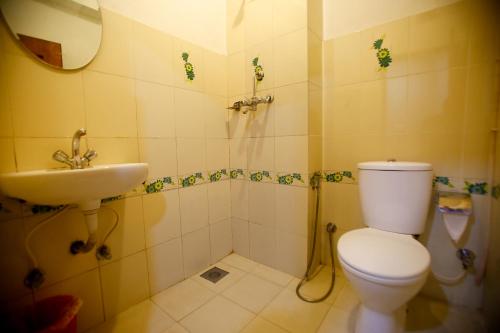 加德满都南迪尼酒店的一间带卫生间和水槽的浴室