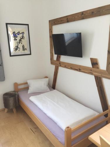 弗拉绍埃尔默公寓的一间卧室设有一张双层床和一台平面电视。