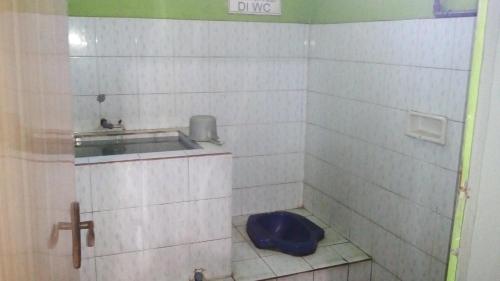 布罗莫瑟杜卢民宿的一间带蓝色座椅卫生间的浴室