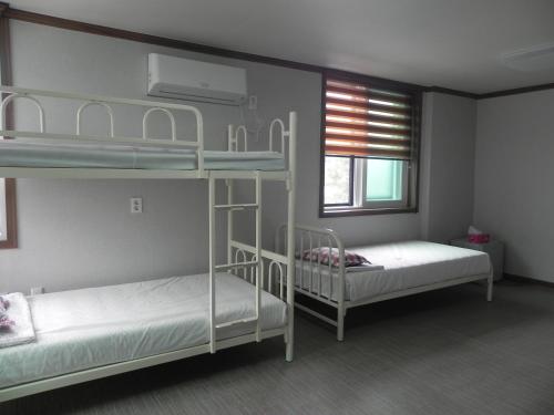 Jeonju International Hostel客房内的一张或多张双层床