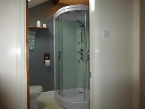 谢菲尔德Don Valley hotel Sheffield arena的带淋浴和卫生间的浴室