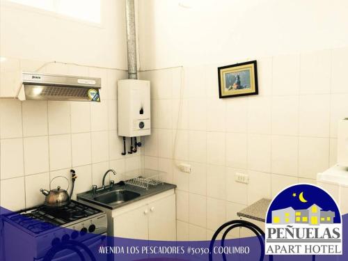 科金博Apart Hotel Penuelas的小厨房配有炉灶和水槽