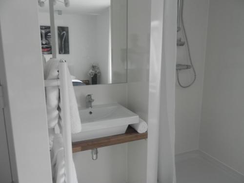 费伦德孔斯特酒店 - 餐厅的白色的浴室设有水槽和镜子
