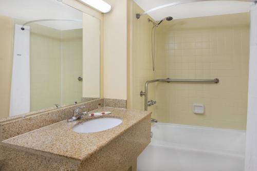 查尔斯顿芒特普莱森特 - 查尔斯顿 - 爱国者点戴斯酒店的一间带水槽和淋浴的浴室