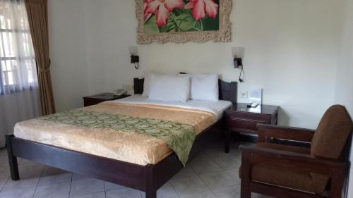 塞米亚克塞米亚克普斯帕旅馆的配有一张床和一把椅子的酒店客房