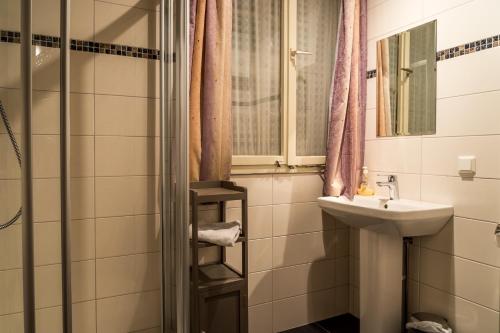 奎德林堡阿尔特拉泰楚乐公寓的一间带水槽和淋浴的浴室