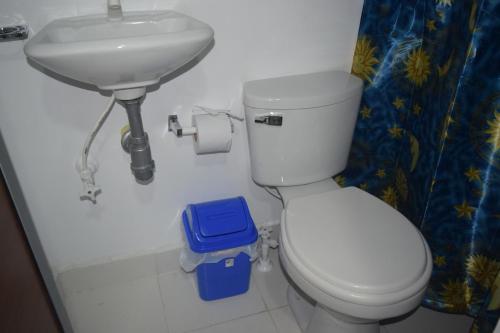 阿沃莱特斯Crucero Hotel的浴室配有白色卫生间和盥洗盆。
