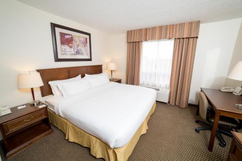 Drayton Valley德雷顿瓦利智选假日酒店的一间设有大床和窗户的酒店客房