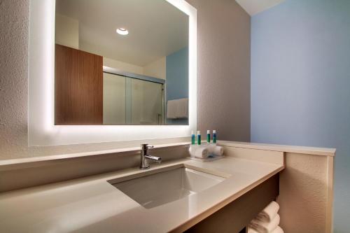 萨默维尔Holiday Inn Express & Suites - Summerville, an IHG Hotel的一间带水槽和镜子的浴室