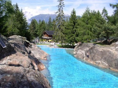 Lieu Secret dans les Alpes Suisses内部或周边的泳池