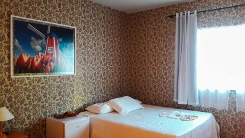 卡斯特罗Hotel Pousada Oosterhuis的卧室配有一张床,墙上挂着一幅画