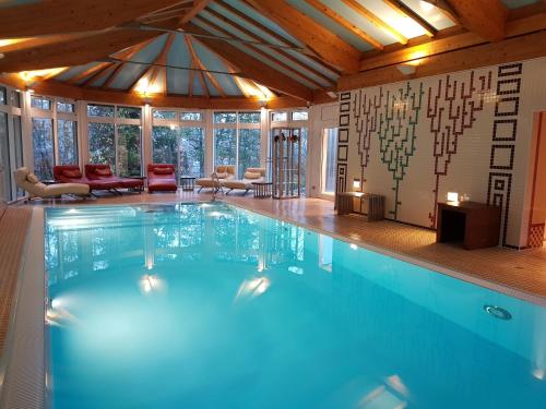 施卢赫湖黑森林别墅的大房间的一个大型游泳池