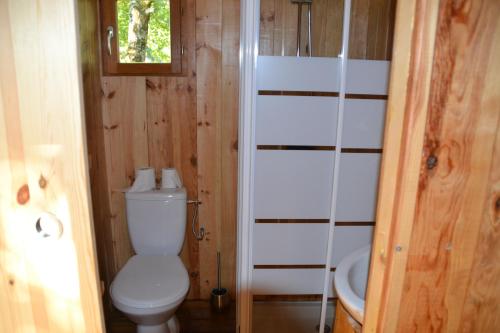 圣保罗恩波恩Le Ranch Amadeus的一间带卫生间和水槽的小浴室