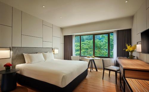 峇都丁宜槟城宾乐雅度假村酒店的配有一张床和一张书桌的酒店客房