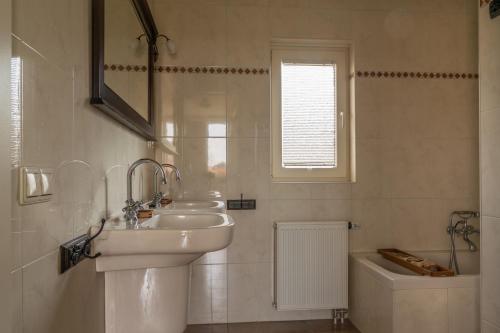 WestendorpRecreatieoord Hippique的白色的浴室设有水槽和卫生间。
