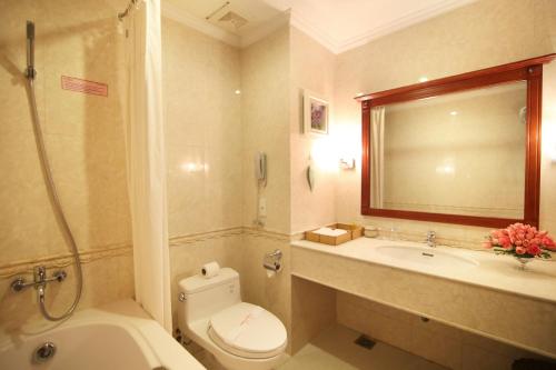 荣市Sai Gon Kim Lien Hotel Vinh City的一间带卫生间和水槽的浴室