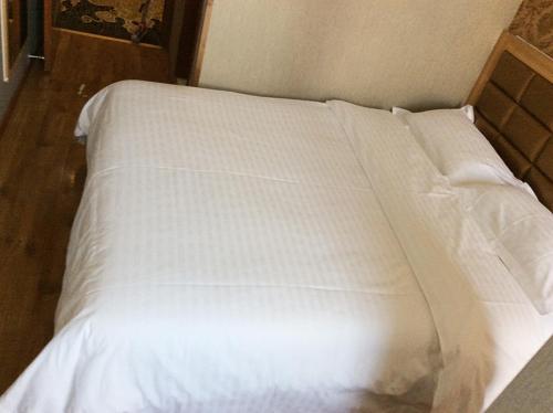后沙峪尚客优连锁北京顺义区新国展机场店的白色的床、白色床单和枕头