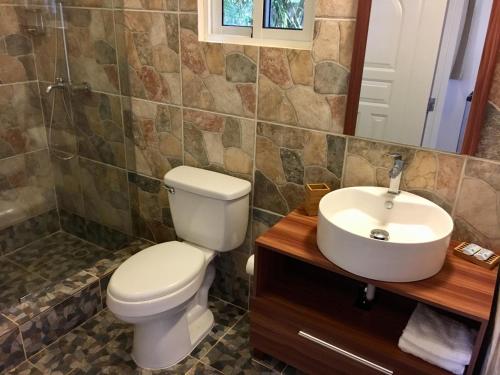 苏莎亚布兰科珊瑚酒店的一间带卫生间和水槽的浴室