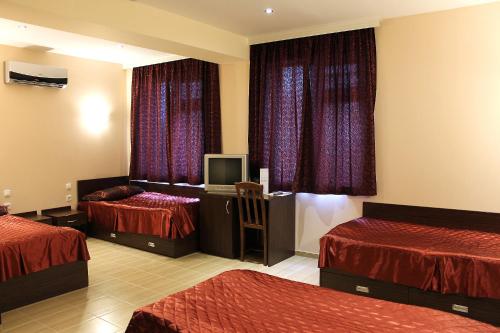 卢科维特Hotel Diplomat Park的酒店客房设有两张床和电视。