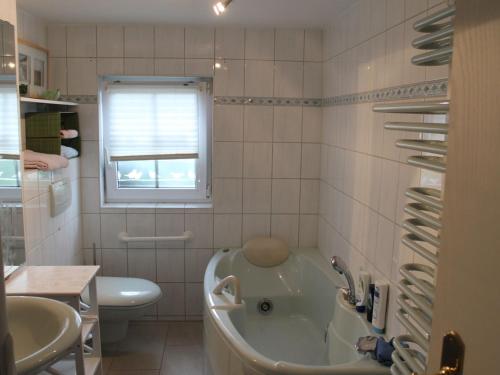 SchwaanLovely Apartment in Schwaan with Sauna的带浴缸、盥洗盆和卫生间的浴室