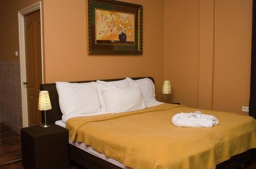 帕拉马里博舍瓦酒店的一间酒店客房,配有一张带毛巾的床