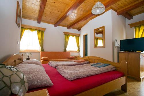 ResnikTourist farm Gričnik的配有电视的客房内的两张单人床