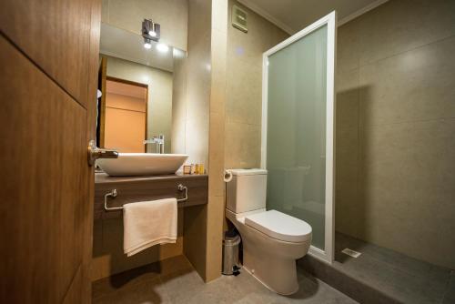 塔尔卡Hotel Insigne的一间带卫生间和水槽的浴室