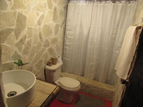 Arroyo FríoArroyo Frío River Lodge的浴室配有白色卫生间和盥洗盆。