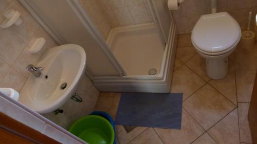 斯塔利格拉德-帕克利尼卡Apartmani Lucija1897的带浴缸、盥洗盆和卫生间的浴室