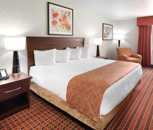 盐湖城水晶套房酒店–盐湖城的酒店客房带一张大床和一把椅子