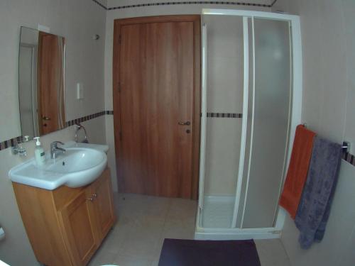 TarxienDoms Apartment的一间带水槽和淋浴的浴室