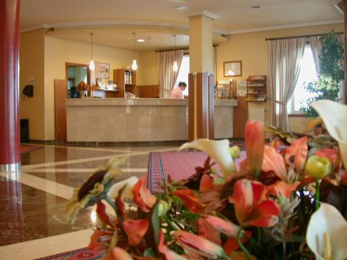 巴约讷巴约纳巴伊亚酒店的大堂设有等候室和鲜花柜台