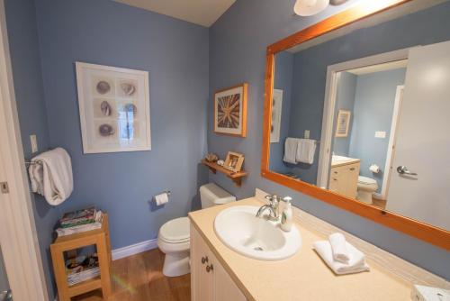 托菲诺Luxury 2BR Oceanfront Condo by OnlyBC 201的一间带水槽、卫生间和镜子的浴室