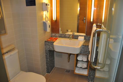 北京北京东直门智选假日酒店的一间带水槽和卫生间的浴室