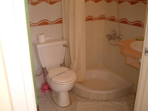 赫尔格达赫尔格达戴安娜酒店的浴室配有卫生间、浴缸和水槽。