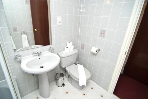 伦敦Alexandra Hotel的一间带卫生间和水槽的浴室