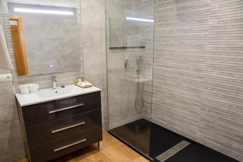 卡尼利亚斯-德阿尔拜达赫尔米拉多公寓的一间带水槽和淋浴的浴室
